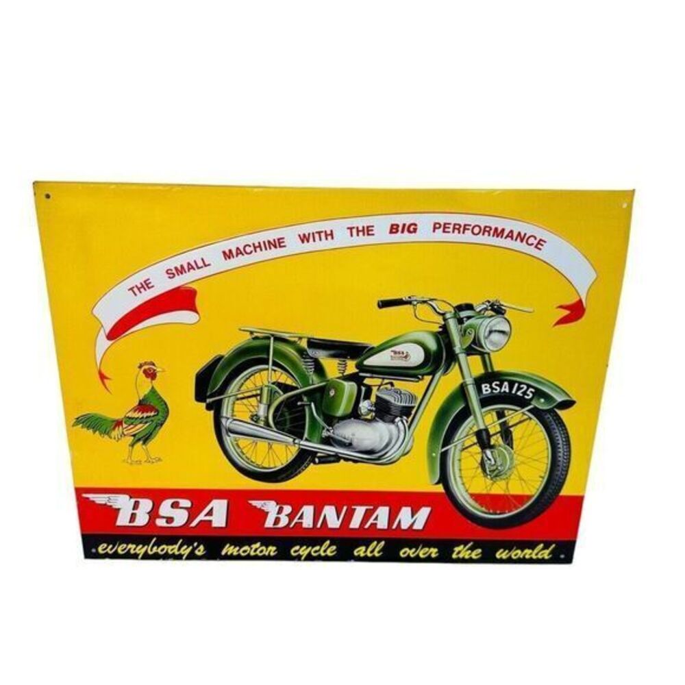 Metal Sign Vintage BSA‎ BANTAM Motorcycle Metal Sign 15" x 11.5" BSA 125